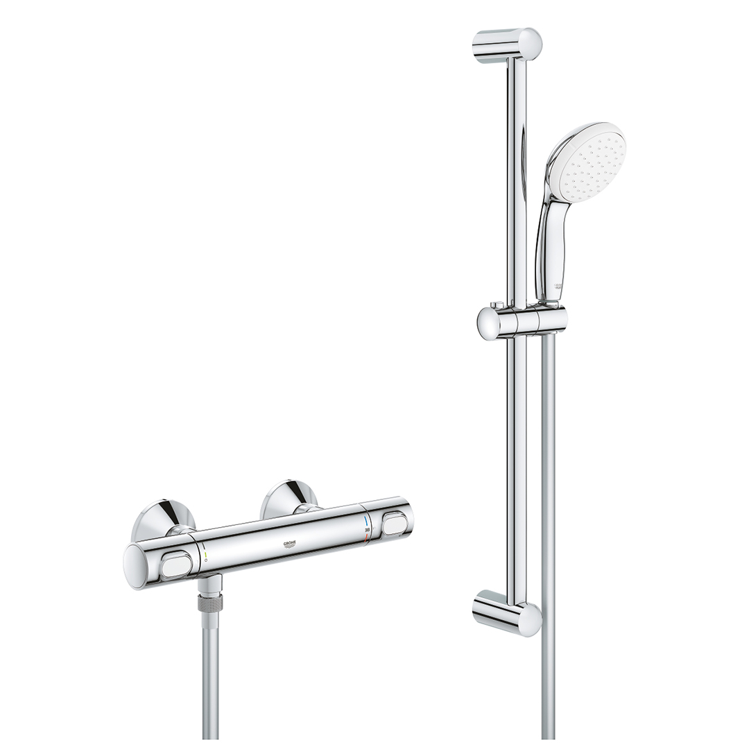 Grohtherm 500 thermostatic shower mixer set with pipe suspension – Grohe 11.23.72.0101
